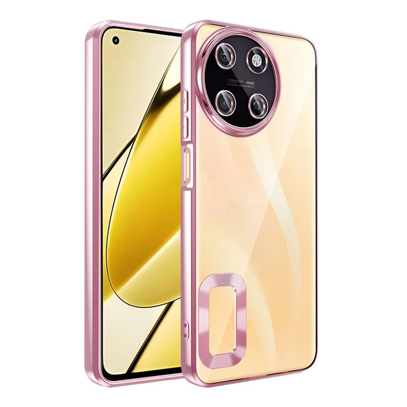 zore Realme 11 4G Kılıf Kamera Korumalı Logo Gösteren Zore Omega Kapak-Rose Gold