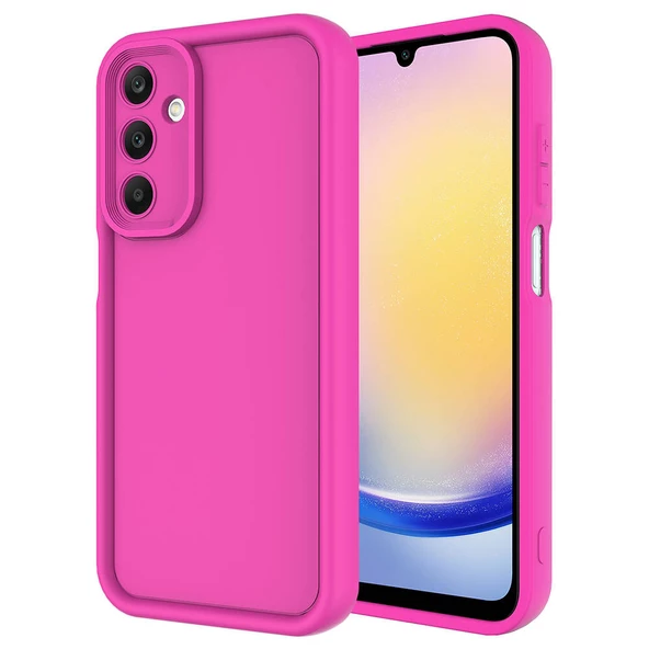 zore Galaxy A15 Uyumlu YSF Kılıf Kamera Korumalı Zore Ananas Kapak-Pembe Koyu