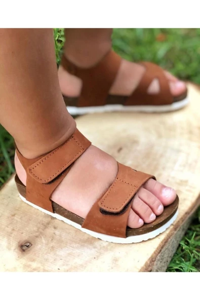 Unisex Çocuk Lacivert Hakiki Deri Ortopedik Sandalet - 5