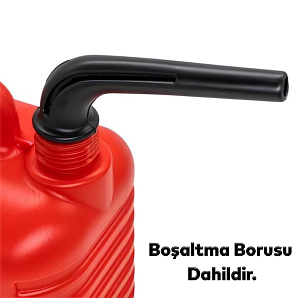 Boşaltma Borulu Plastik Antistatik Benzin Bidonu 5 Litre Akaryakıt Mazot Taşıma Doldurma Depolama - 2