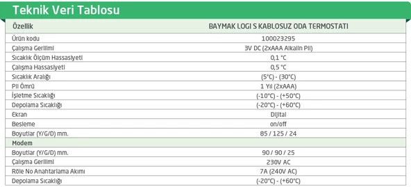 Baymak Logı S Kablosuz Oda Termostatı - 7