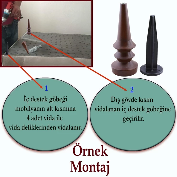Oliva Ahşap Desenli 17 Cm Mobilya Kanepe Koltuk Tv Ünitesi Konsol Yükseltme Ayağı Ayakları 4 Adet - Resim 4