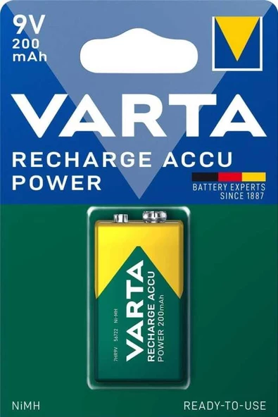 Varta 9v 200mah Şarj Edilebilir Kare Pil