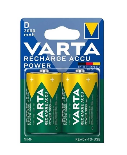 Varta 56720 Power 3000mAh D Şarj Edilebilir Büyük Pil 2li Blister