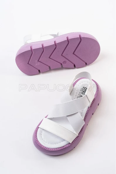 Kız Çocuk Bej Hafif Lastikli Ortopedik Sandalet - 12