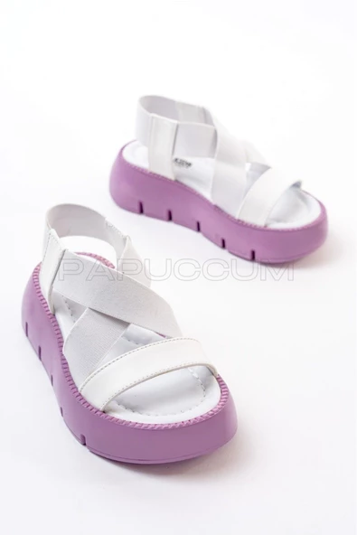 Kız Çocuk Bej Hafif Lastikli Ortopedik Sandalet - 11