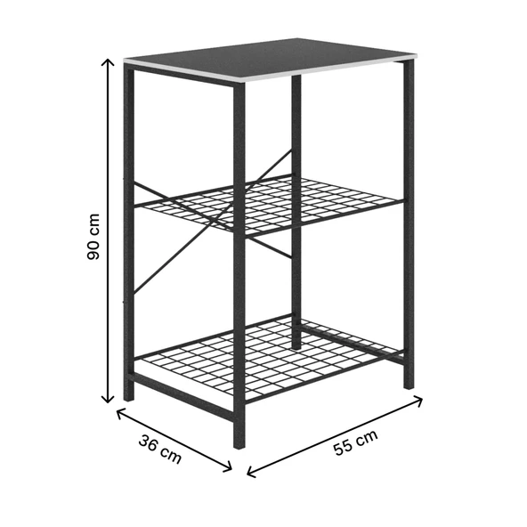 Eportatif Çok Amaçlı Mutfak Rafı Bangosu Masa Dar Beyaz 1443 - 7