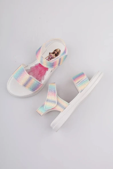 Kız Çocuk Elsa - Barbie Cırtlı Sandalet - 5