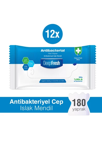 Deep Fresh Antibakteriyel Islak Cep Mendili 12 x 15 Yaprak - 1