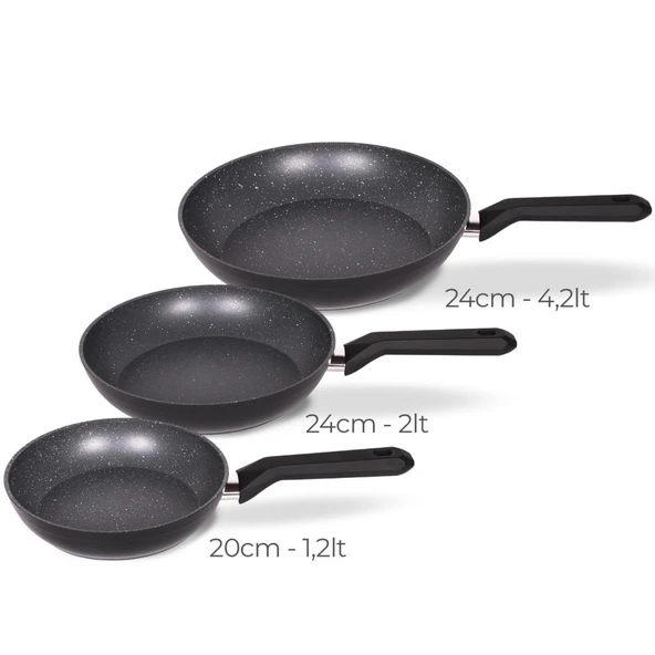 Serenk Excellence 3 Adet Granit İndüksiyon Tabanlı Tava Seti, 20-24-28 cm ürün görseli