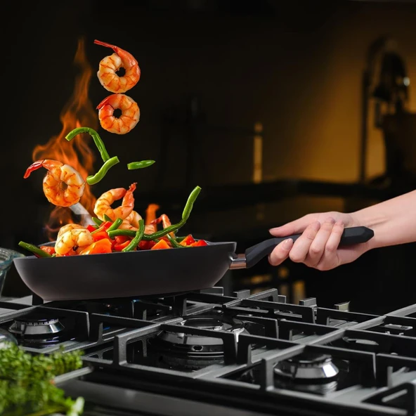 Serenk Excellence 3 Adet Granit İndüksiyon Tabanlı Tava Seti, 20-24-28 cm - Resim 4