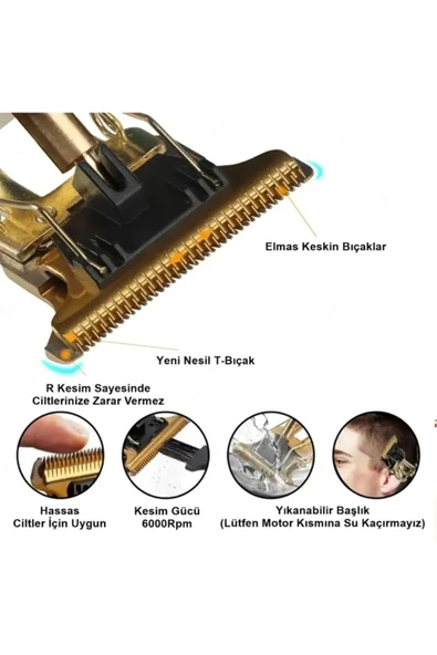 gold tech Saç Sakal Ense Çizim Tüm Vücut Tüyü Lazer Öncesi Tıraş Makinesi - 4