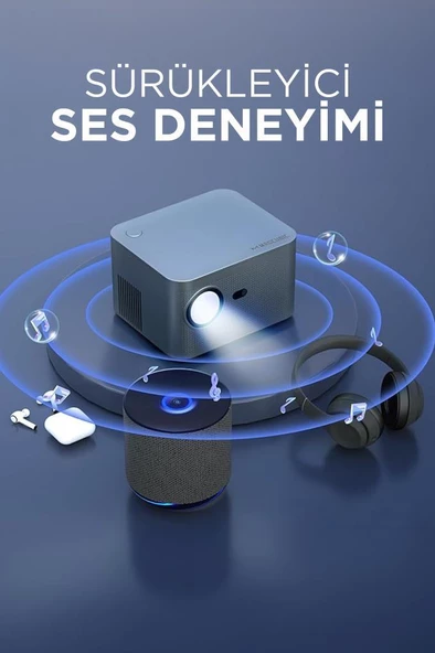 Torima  HY350 Gri Taşınabilir Sinema Projektörü 4K 1080P Ev Sineması Bluetooth Android Akıllı Projeksiyon Wifi - 4