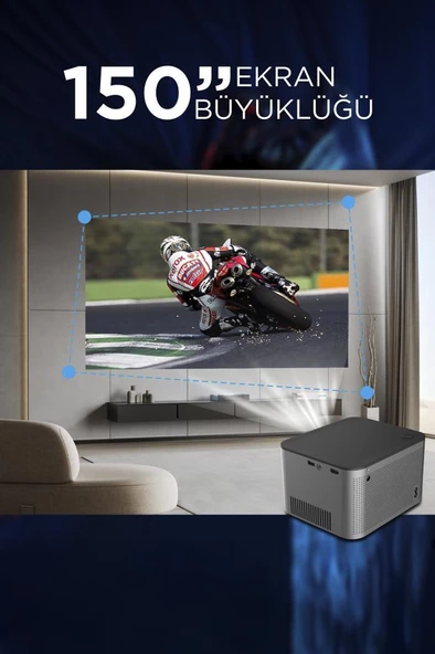 Torima  HY350 Gri Taşınabilir Sinema Projektörü 4K 1080P Ev Sineması Bluetooth Android Akıllı Projeksiyon Wifi - 3