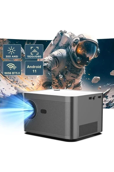 Torima  HY350 Gri Taşınabilir Sinema Projektörü 4K 1080P Ev Sineması Bluetooth Android Akıllı Projeksiyon Wifi - 5