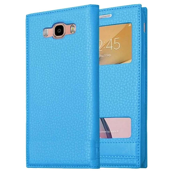 Samsung Galaxy J7 2016 J710 Uyumlu Pencereli Kapaklı Magnum Kılıf - Resim 6