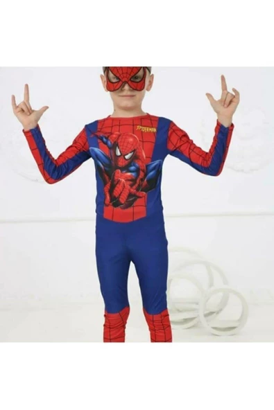 Erkek Çocuk Spiderman Kostümü Yeni Örümcek Adam Kostüm Maskeli 2406