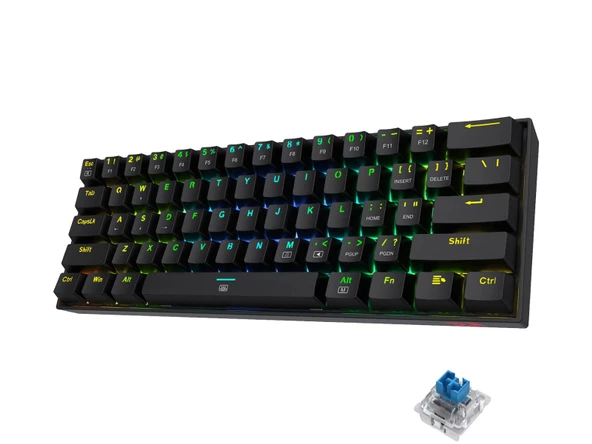 REDRAGON K630-RGB BLUE SWITCH KABLOLU MEKANİK GAMİNG Q KLAVYE SİYAH - 3