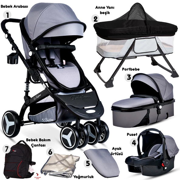 Baby Home 945 Paris Travel Sistem Bebek Arabası Anne Yanı Sepet Beşik 7'in 1 Full Takım - 2