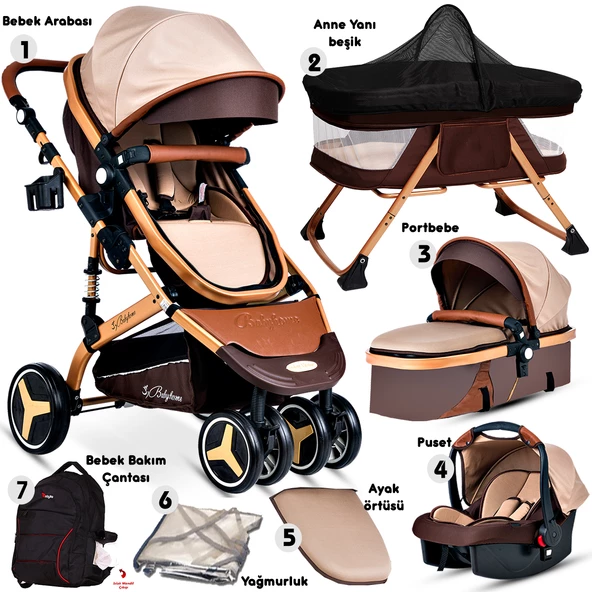 Baby Home 945 Paris Travel Sistem Bebek Arabası Anne Yanı Sepet Beşik 7'in 1 Full Takım - 3