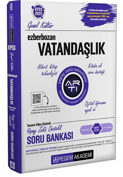 Pegem 2025 KPSS Vatandaşlık Ezberbozan Soru Bankası Video Çözümlü Pegem Akademi Yayınları