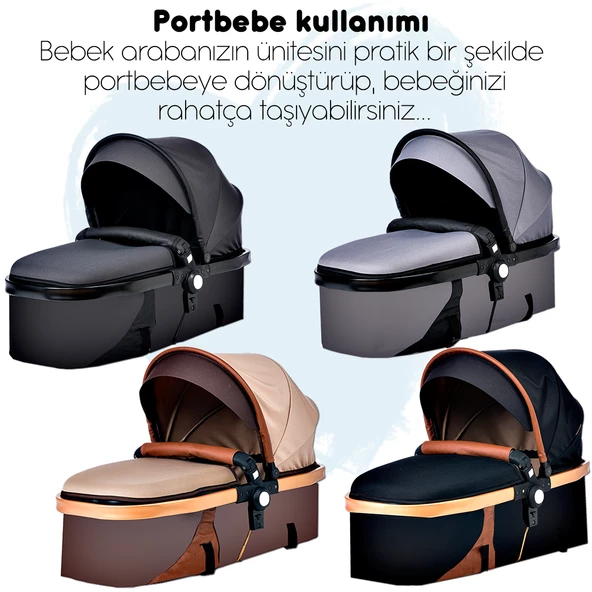 Baby Home 945 Paris Travel Sistem Bebek Arabası Anne Yanı Sepet Beşik 7'in 1 Full Takım - 12