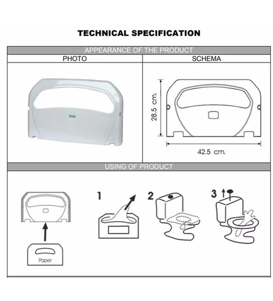 A Form Klozet Kapak Örtüsü Dispenseri Aparatı - 40x5x29 Cm. - Beyaz - Plastik - Duvara Monte - Resim 4