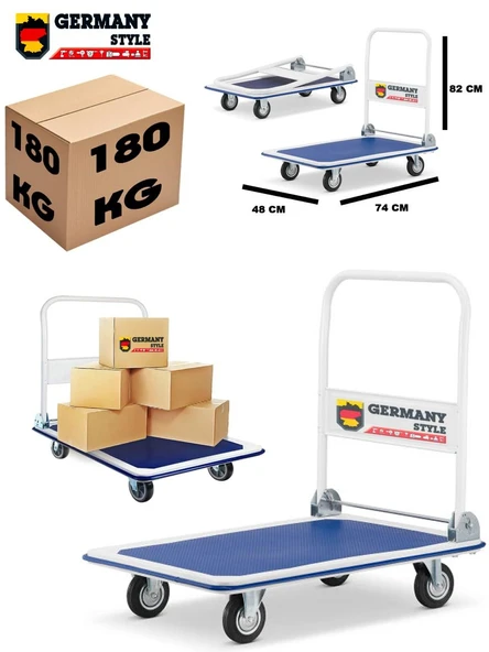 Germany Style Koli Yük Paket Taşıma El Arabası 180 Kg Kapasiteli Katlanır Tablalı - 2
