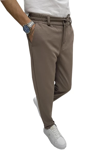 Wooking Erkek Pantolon Beli Lastikli Slim Fit Esnek Likralı Basic Pamuklu Jogger - 8