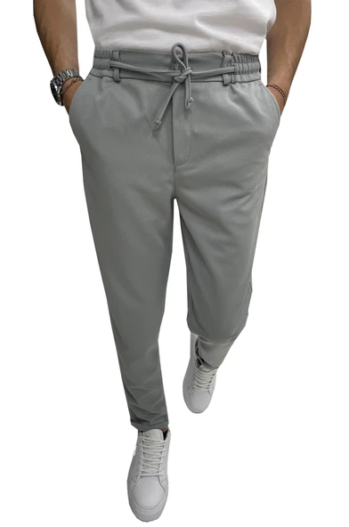 Wooking Erkek Pantolon Beli Lastikli Slim Fit Esnek Likralı Basic Pamuklu Jogger - 5