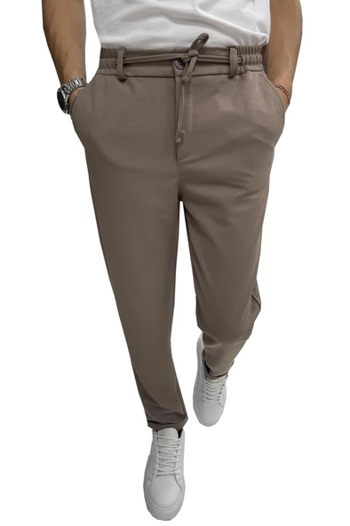 Wooking Erkek Pantolon Beli Lastikli Slim Fit Esnek Likralı Basic Pamuklu Jogger - 9