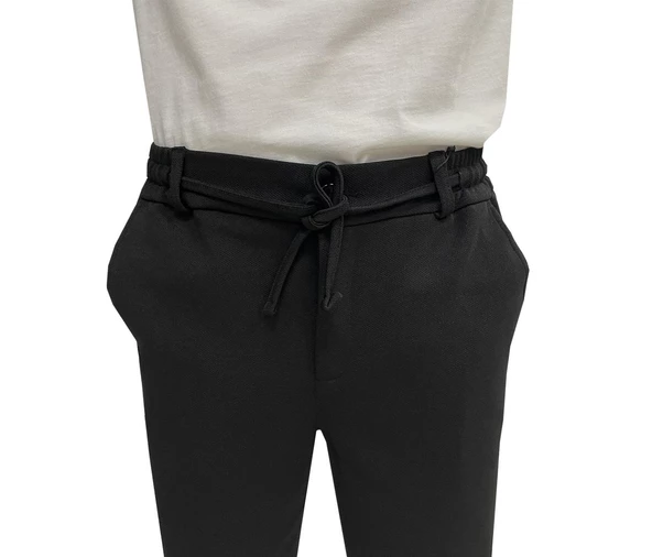 Wooking Erkek Pantolon Beli Lastikli Slim Fit Esnek Likralı Basic Pamuklu Jogger - 3