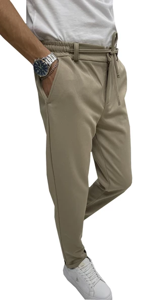 Wooking Erkek Pantolon Beli Lastikli Slim Fit Esnek Likralı Basic Pamuklu Jogger - 10