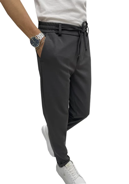 Wooking Erkek Pantolon Beli Lastikli Slim Fit Esnek Likralı Basic Pamuklu Jogger - 6