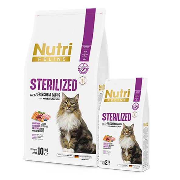 Nutri Feline 10Kg Yetişkin Kısırlaştırılmış Somonlu Adult Sterilised Kedi Maması - 2