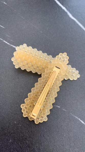 Turuncu Renkli Damla Model Gold Pens Kıskaçlı 2'li Saç Tokası Handmade El Yapımı Epoksi Hediyelik - Resim 8