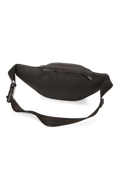 Unisex Siyah Günlük Bel Çantası Vegan Deri Kulaklık Çıkışlı Çapraz Omuz Çanta Su Geçirmez Kumaş - 5