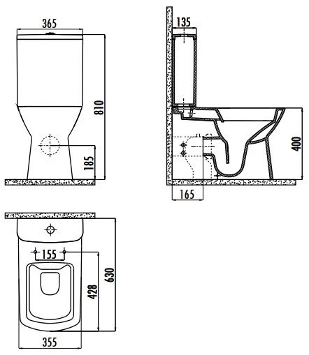 CREAVİT NV361 Nova Rim-Off Kanalsız Duvara Dayalı Klozet ve Kapak - 2