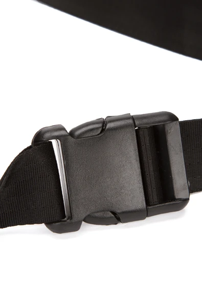 Unisex Siyah Günlük Bel Çantası Vegan Deri Kulaklık Çıkışlı Çapraz Omuz Çanta Su Geçirmez Kumaş - 3