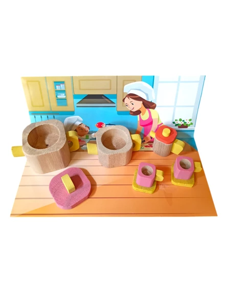 Minik Şeflerin En İyi Arkadaşı: Ahşap Minyatür Oyuncak Çay Seti - 3