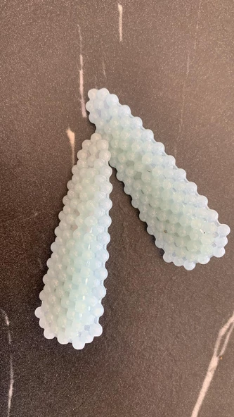 Turkuaz Renkli Damla Model Gümüş Pens Kıskaçlı 2'li Saç Tokası Handmade El Yapımı Epoksi Hediyelik - Resim 4