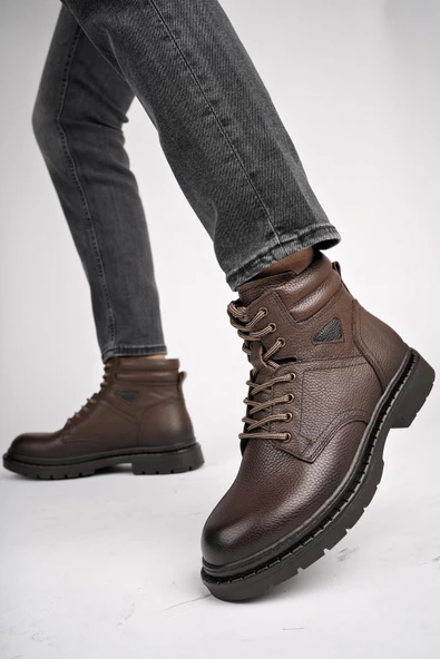 Muggo STEPHAN Garantili Bağcıklı Hakiki Deri Kaymaz Taban Erkek Bot - 10