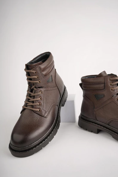 Muggo STEPHAN Garantili Bağcıklı Hakiki Deri Kaymaz Taban Erkek Bot - 4