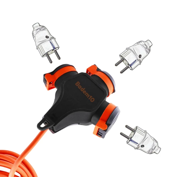 Monofaze Çoğaltıcı Seyyar Topraklı 3'lü Grup Priz Fiş 20 Metre Çoklu Asmalı Uzatma Kablosu 3x1.5 mm - Resim 3