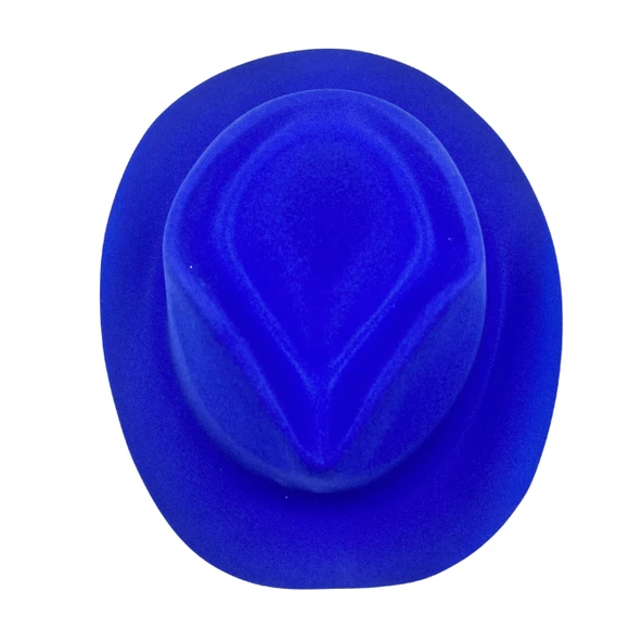 Mavi Lazer Plastik  Kadife Fotr Model Şapka 30x25 cm - Resim 3