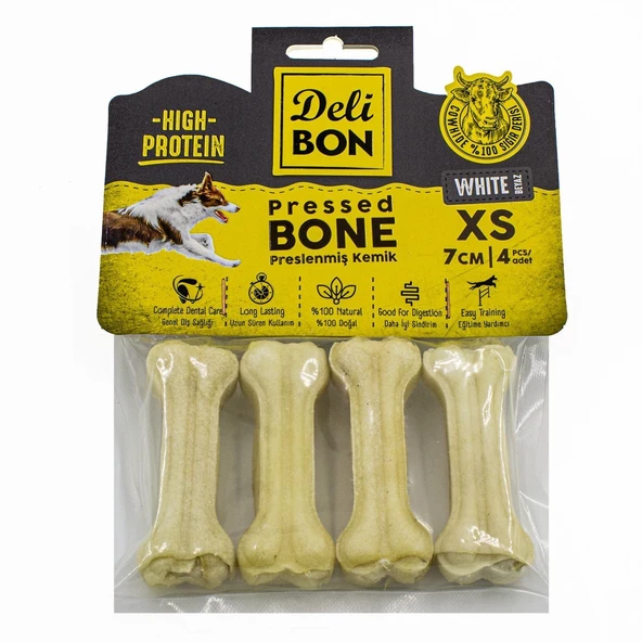 DERİ PRES KEMİK 7CM XS BOY 4LÜ PAKET BEYAZ