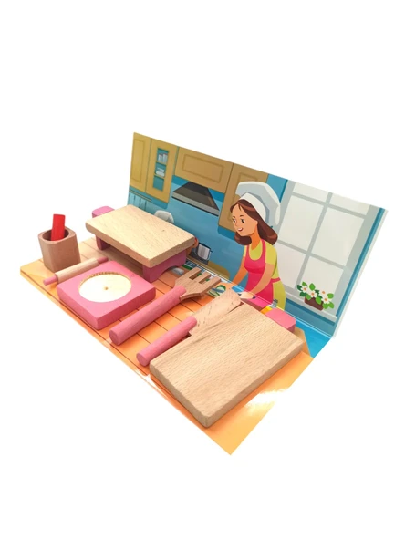 Masalsı Mutfak Maceraları: Ahşap Minyatür Oyuncak Merdaneli - Masalı Set - 2