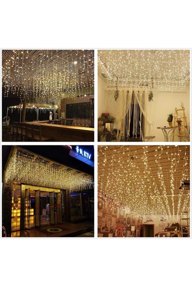 8 Fonksiyonlu Saçak Led Sarkıt Led Eklenebilir Led Süsleme Led Peri Led Işık Yılbaşı Işık (4 METRE) - 7