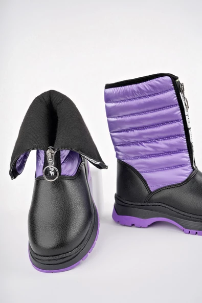 Muggo SUGAR Garantili Çocuk Unisex Rahat Kalıp Önü Fermuarlı İçi Kürklü Yağmur ve Kar Botu - 9