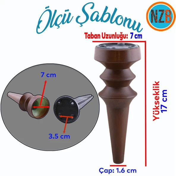 Mobilya Yükseltici Kanepe Koltuk Tv Ünitesi Baza Ayağı Zigon Orta Sehpası Ayak Ayakları Ahşap Desen 17 cm - Resim 2